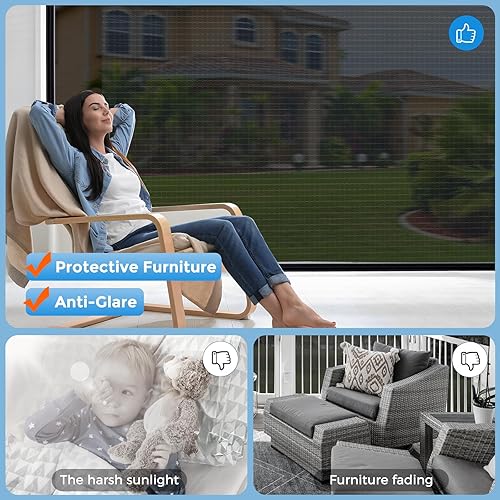 Miniatura 8 de Windimiley - Película de privacidad unidireccional para ventana, tintado, bloqueo de calor, no para espejo, reflectante, estática, bloqueo UV y de