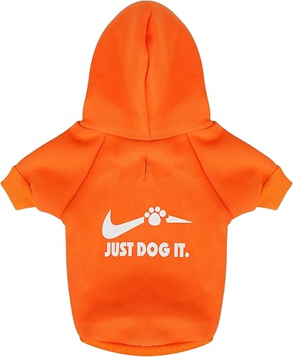 Sudadera con capucha naranja para perro Chihuahua mantén a tu cachorro cálido y elegante con una sudadera estampada "Just Dog It", ropa para
