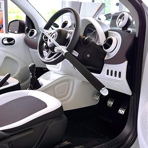 Miniatura 7 de VaygWay Cerradura antirrobo universal para volante de automóvil con interruptor de ventana de emergencia y 3 llaves, cuerpo de acero duradero,