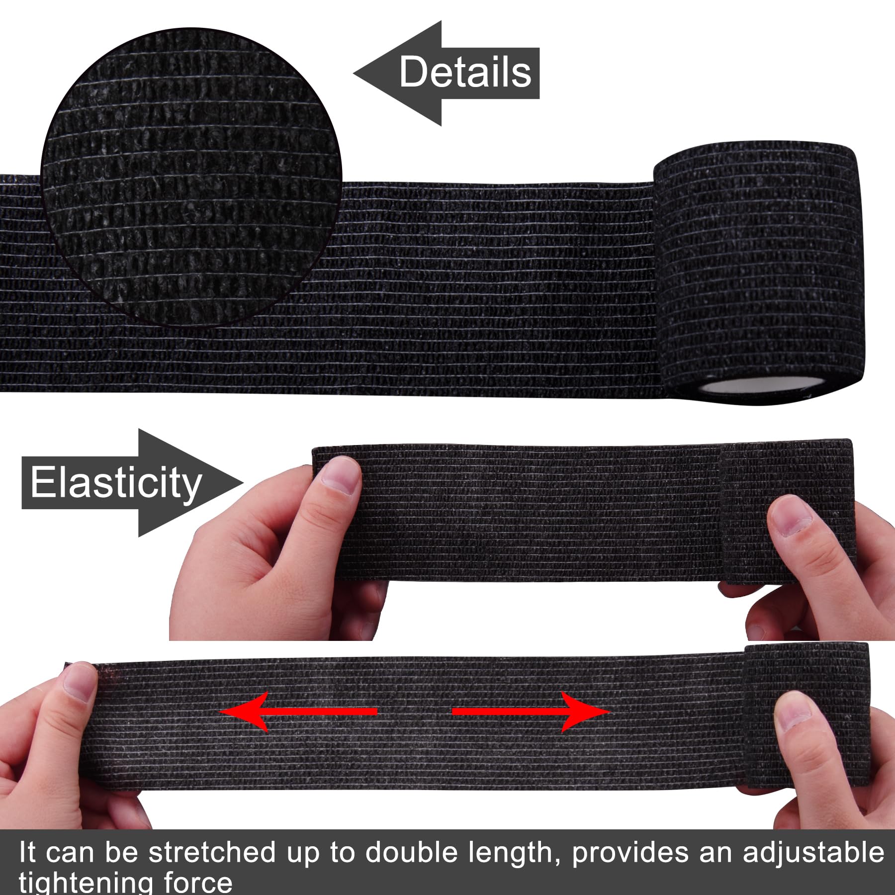 BQTQ 30 Rollo Venda Cohesiva Elástica Banda Venda Cinta Bendaje Adhesiva Vendaje Autoadhesivo Deportiva Tape Cohesivo para Dedos Muñeca (Negro, 5 cm x 4,5 m)