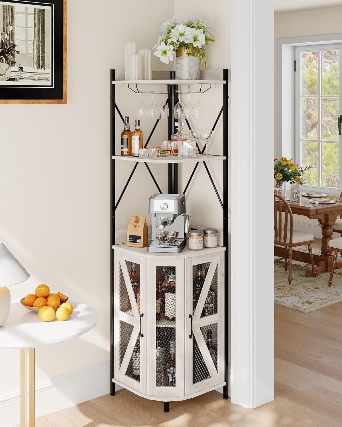 Gabinete de vino IDEALHOUSE 72in esquina con toma de corriente y LED