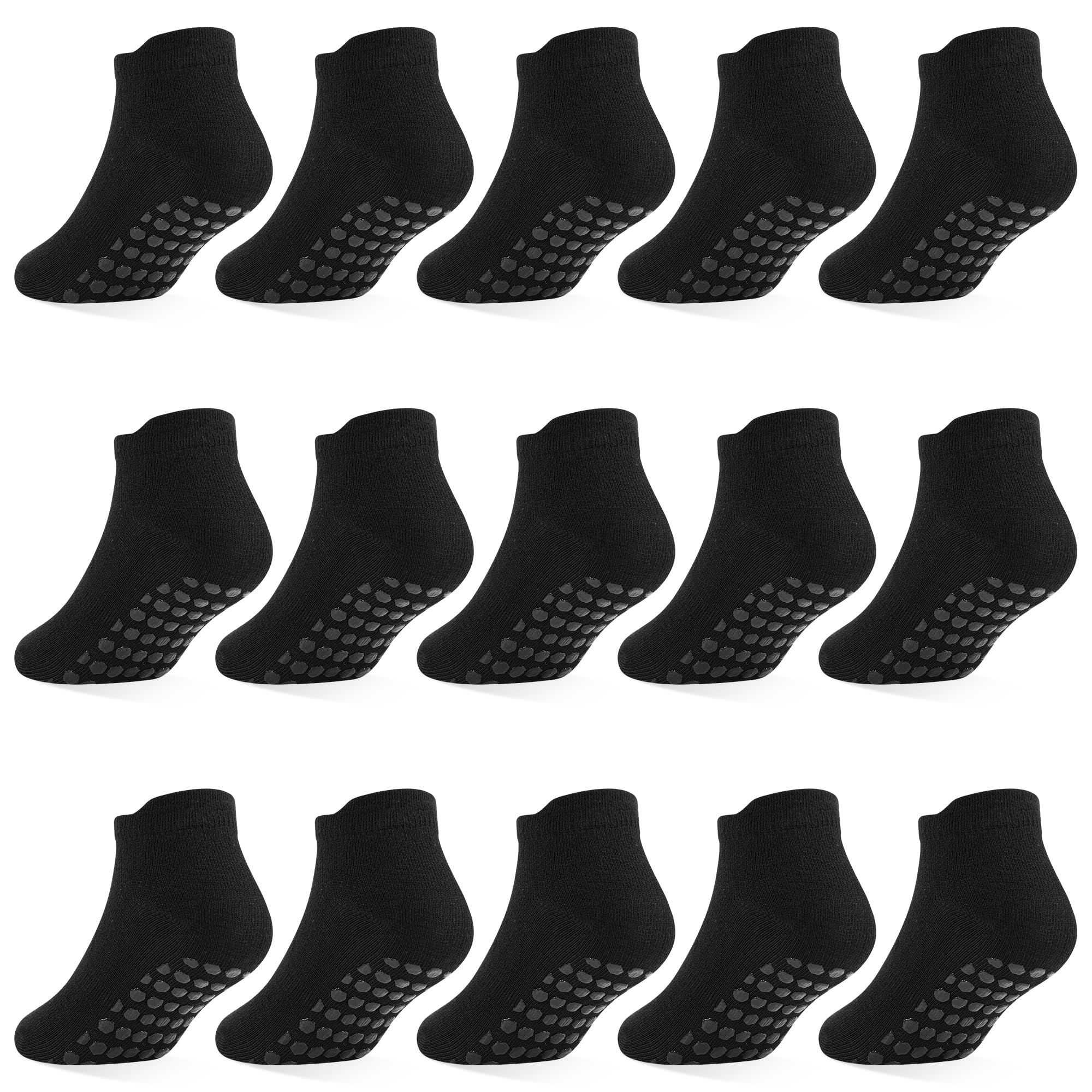 Toddler Non Slip Socks, Kids Grip Ankle Socks, Anti Skid Sock 15 Pairs for Active Boys Girls Kids 6 Months-7 Years