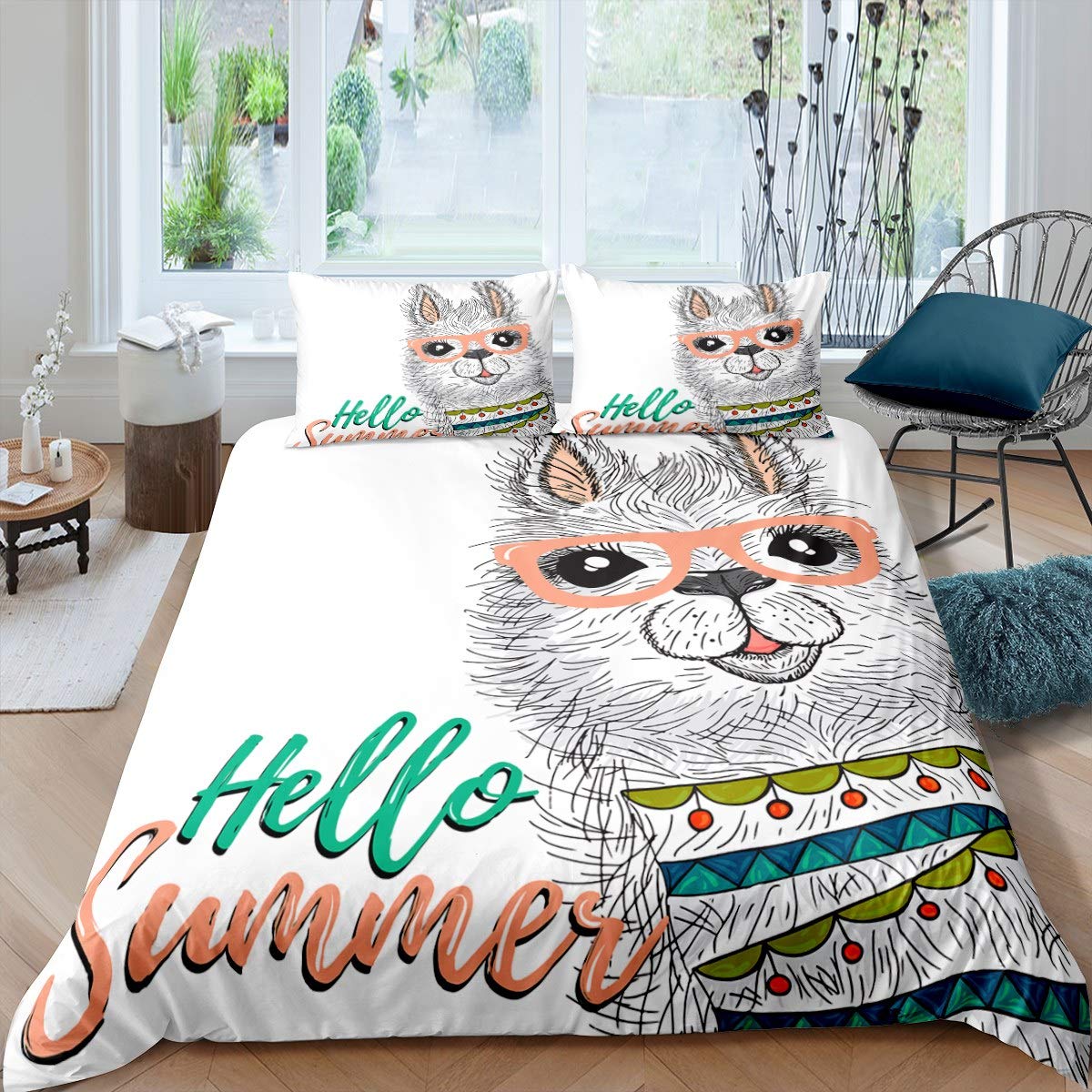 Housse de couette alpaga et lama 3 pièces pour sublimer la chambre de vos enfants
