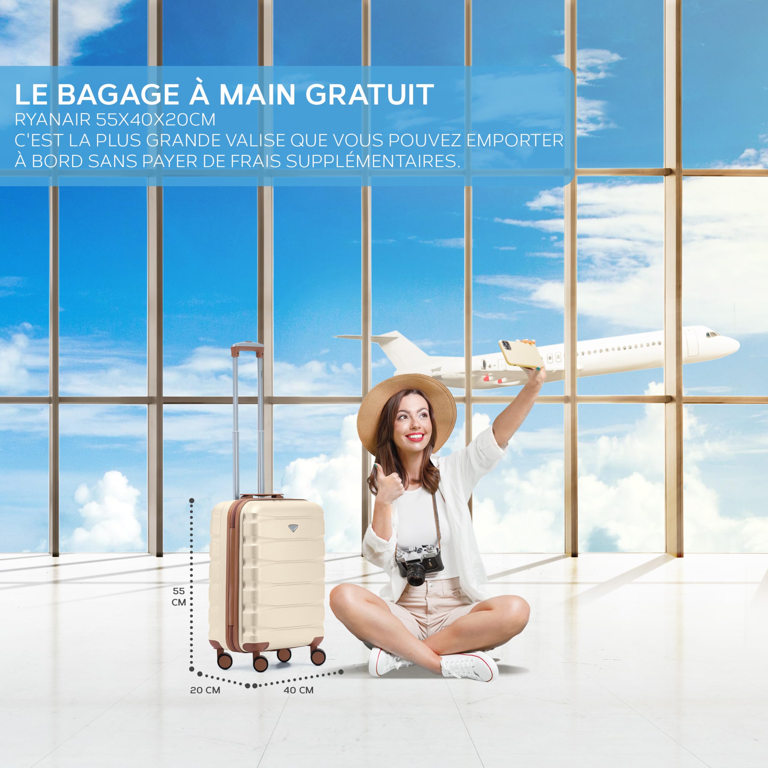 Flight Knight Bagage Cabine Leger a 4 Roues en ABS Approuve par Plus De 60 Compagnies Aeriennes, Dont Jet2, easyJet et Ryanair (Priority) 55x40x20cm - 2