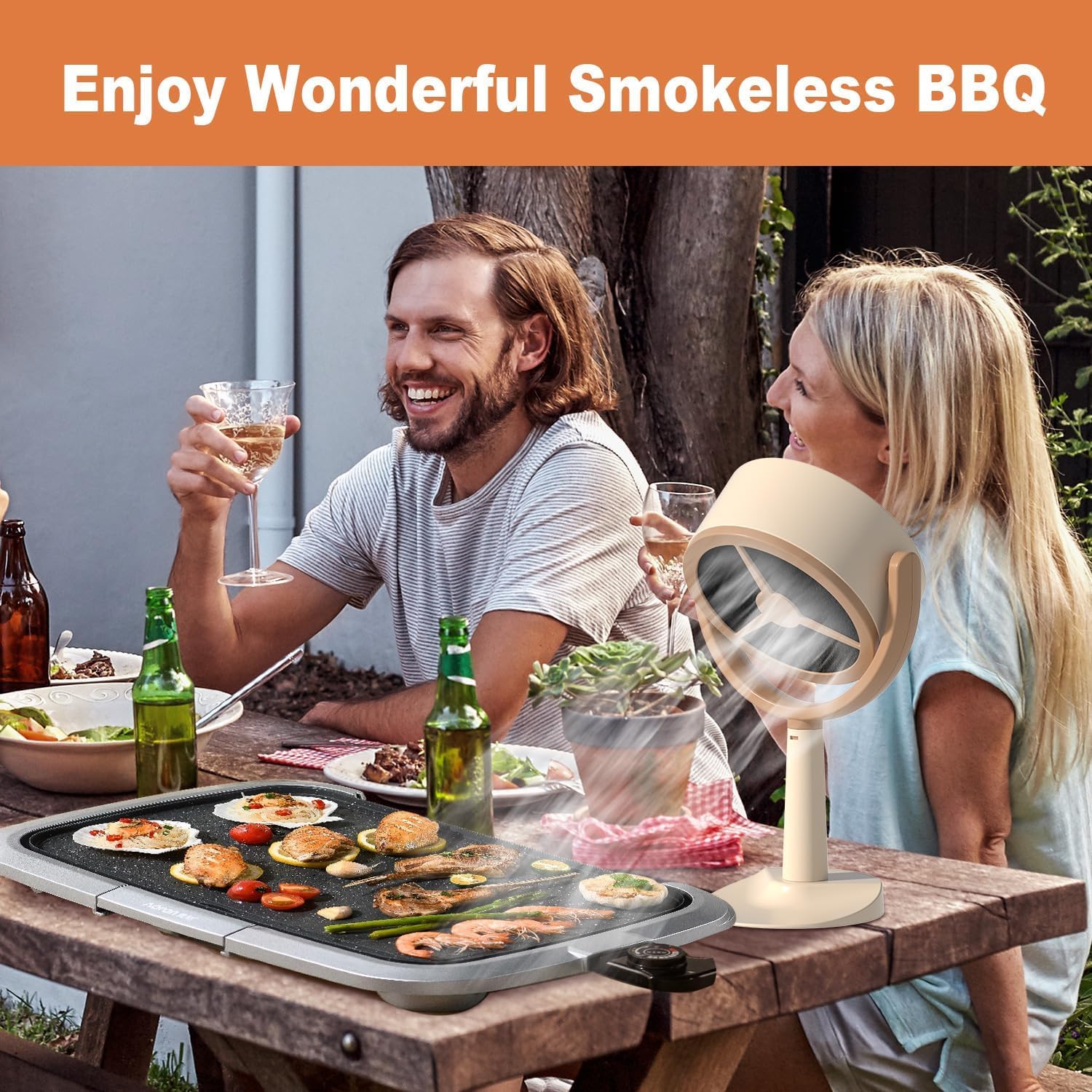 Campana Extractora Portátil, Mini Campana Extractora Movible, Campana Extractora de Mesa de ángulo Ajustable con 2 Filtros Extraíbles para el Hogar, Cocina, Camping, Barbacoa, Estofado, RV