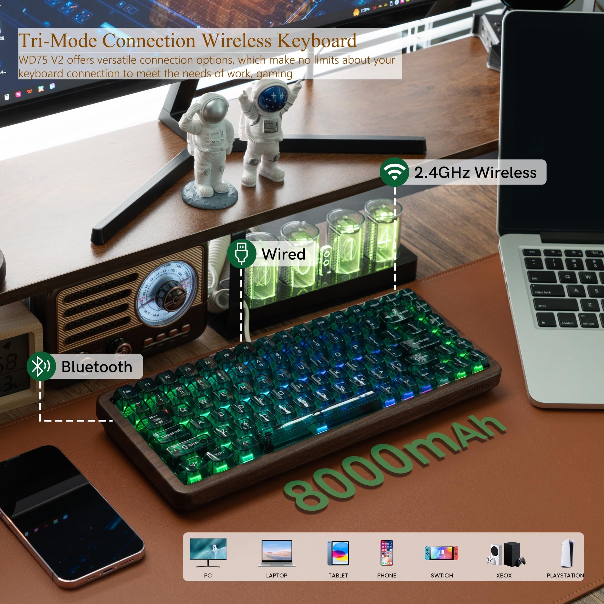 Amazon | Womier 75% メカニカルキーボード ワイヤレス QMK/VIA、WD75