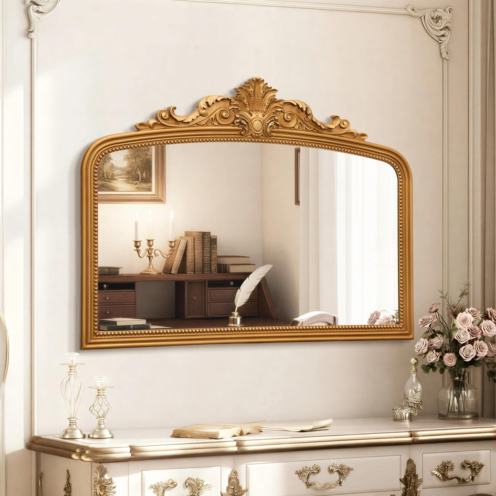 Amazon.com: Besdomus Gold Arched Vintage Mirror: 40
