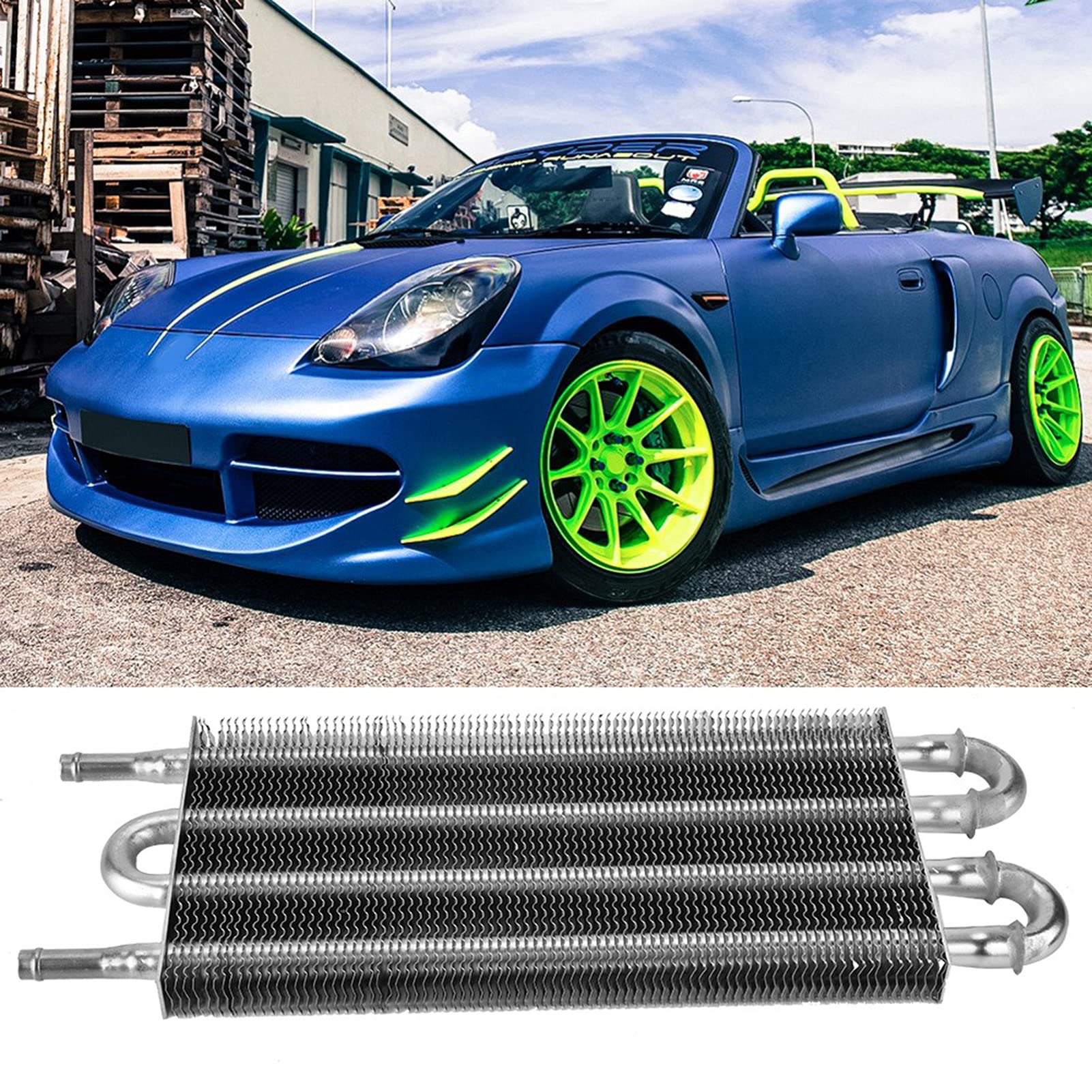 Kit de enfriador de aceite para automóvil, convertidor de radiador automático-manual de 4 filas para automóvil, equipo de enfriador de aceite de transmisión de dirección asistida remota