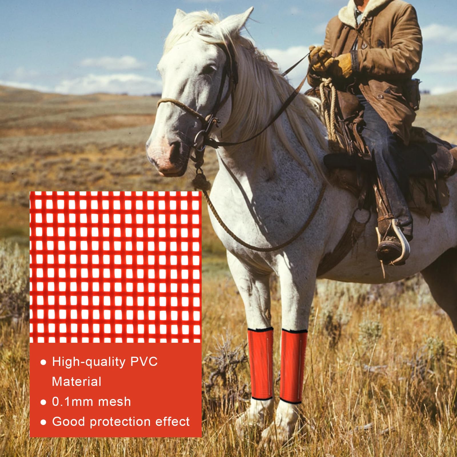 SAVITA 4 Piezas de Botas para Caballo, Botas Antimoscas de Malla Fina Transpirable para Caballos Botas Antideslizantes para Caballos Cascos Antipicaduras de Moscas Horse Accessories(Naranja)