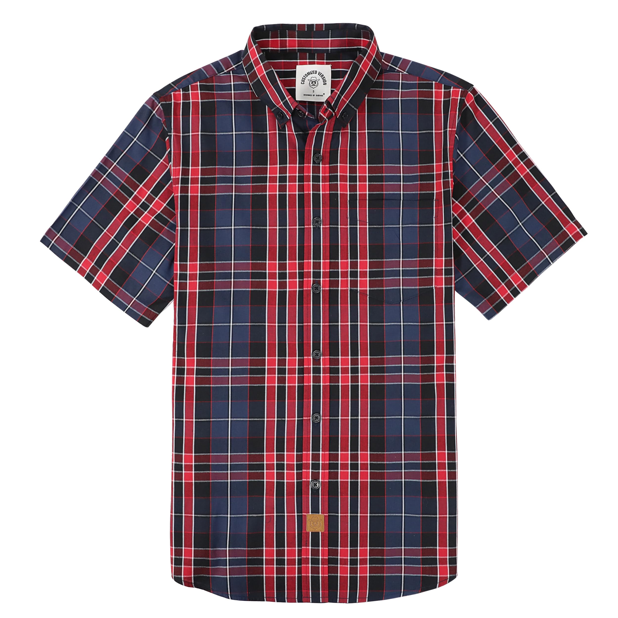 Dubinik® Mens Short Sleeve Button Down Shirts Soft Breathable Summer Vintage Regular Fit Lightweight Men's Casual Shirt