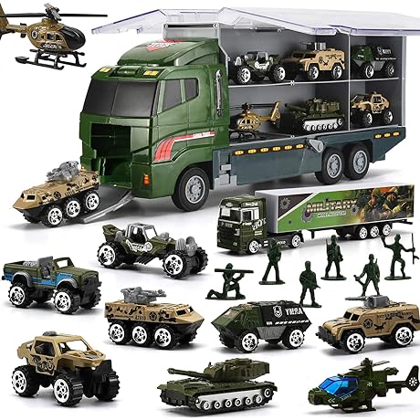 26 Pcs Military Truck with Soldier Men Set (2 in 1)