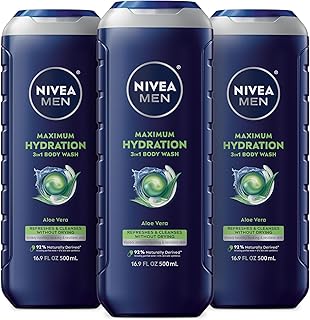 NIVEA MEN Maximum Hydration Body Wash for Dry Skin, Aloe Vera Enriched