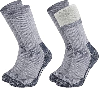 2 Pack Merino Wool Socks Mens Size 10 -13 Hiking Socks, 1/4 Crew Thick hiking socks for Men Winter,Liner Thermal Wool Sock