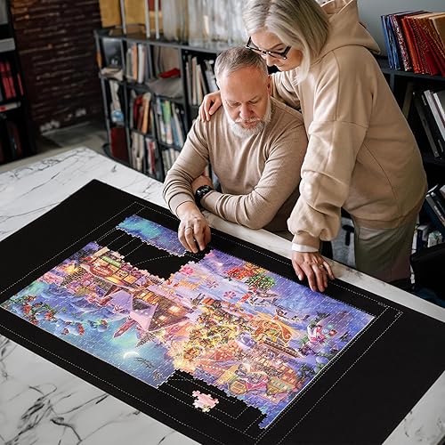 Miniatura 7 de Lavievert Tapete de rompecabezas de 1500 piezas enrollable con diseño único de línea auxiliar, tablero de rompecabezas portátil para adultos,