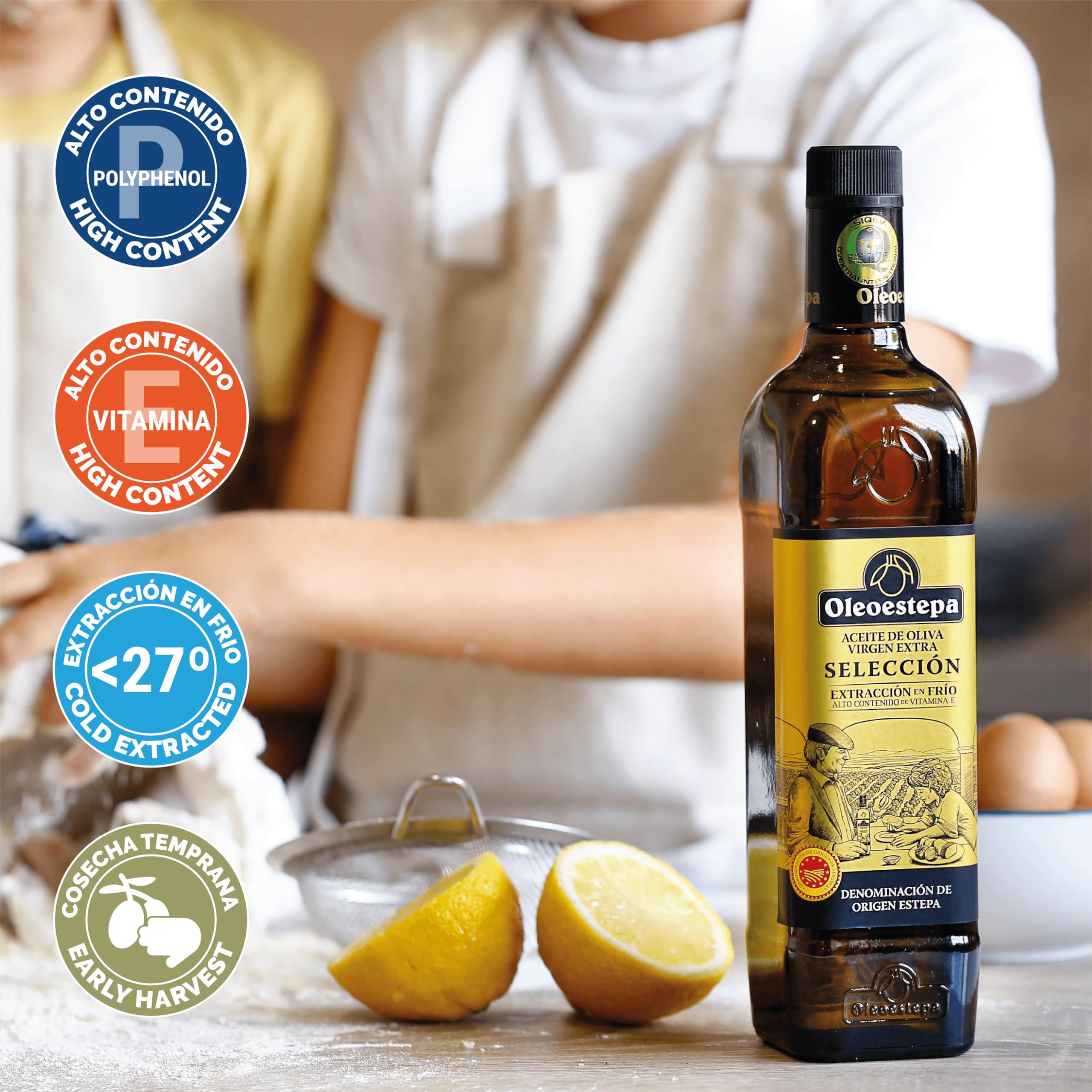 Oleoestepa Selección – Aceite de Oliva Virgen Extra Pack 12x0,50L – DOP Estepa – Extracción en frío – Variedades de la comarca – Frutado fresco – Producción sostenible – Uso arroces y repostería fina