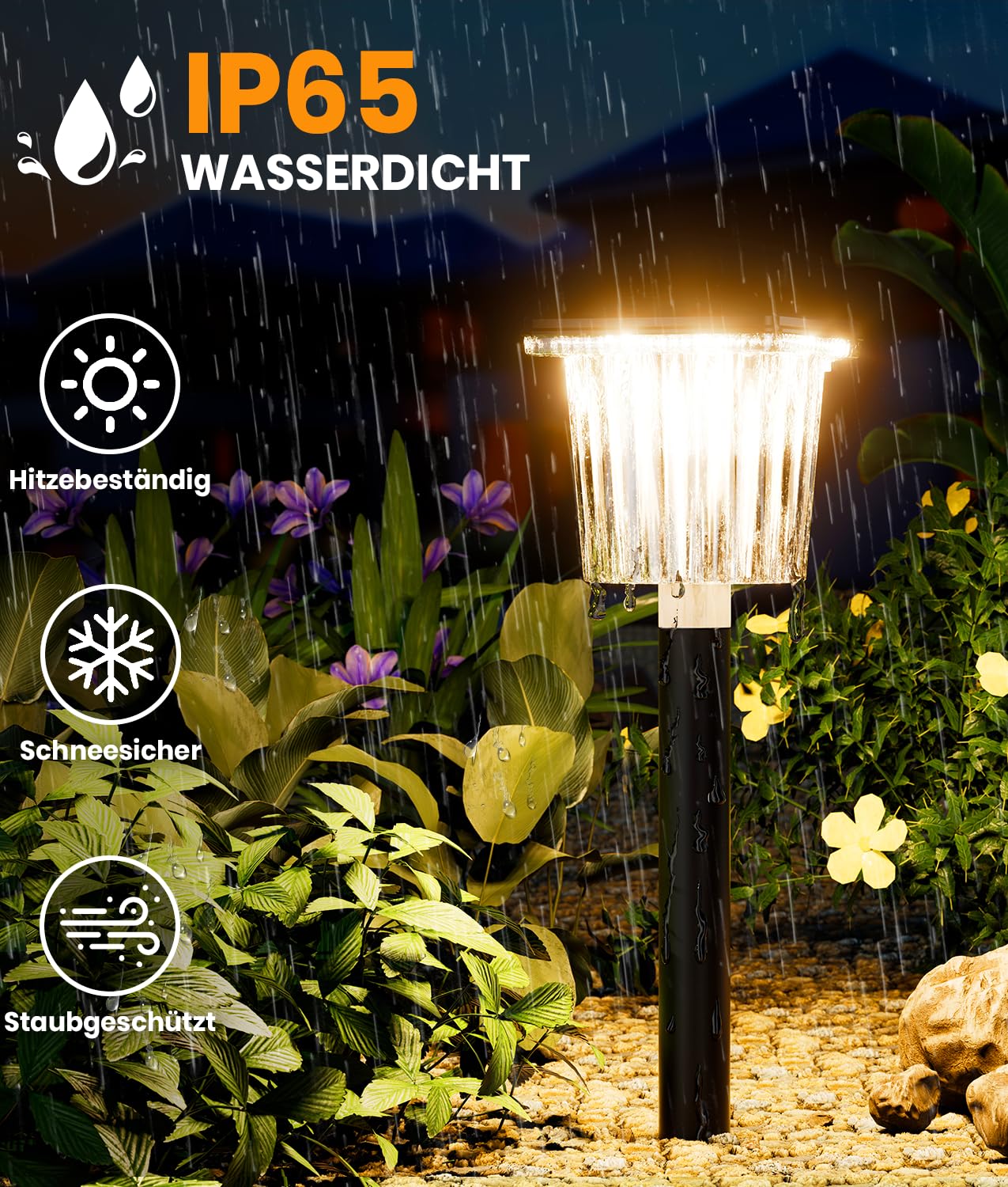 BITPOTT Solarlampen für Außen Garten, 4 Stücke Solarleuchten Garten IP65 Wassserdicht, Solar Gartenleuchten für Außen Warmweiß (3000K)/Kaltweiß(12000K) für Wege Pfad Terrase Gehweg
