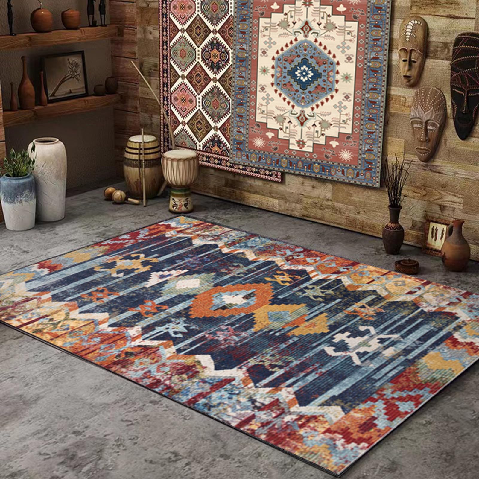 HGTRH Outdoor Patio Rug Waterproof Non Slip Washable, Rugs Outdoor Waterproof 5x7, Crystal Velvet Outdoor Carpet Tiles for Patio Portable Camping RV Rug Indoor Outdoor Area Rug for Porch Balcony