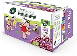 LIFE MIX Turma da Mônica - Suco de Uva em Caixinha - 100% Suco, Sem Adição de Açúcares, Sem Conservantes e Corantes, Ômega 3 DHA, Vitaminas C e D, Cálcio, Fibras - Vegano - Pack 12 x 200ml