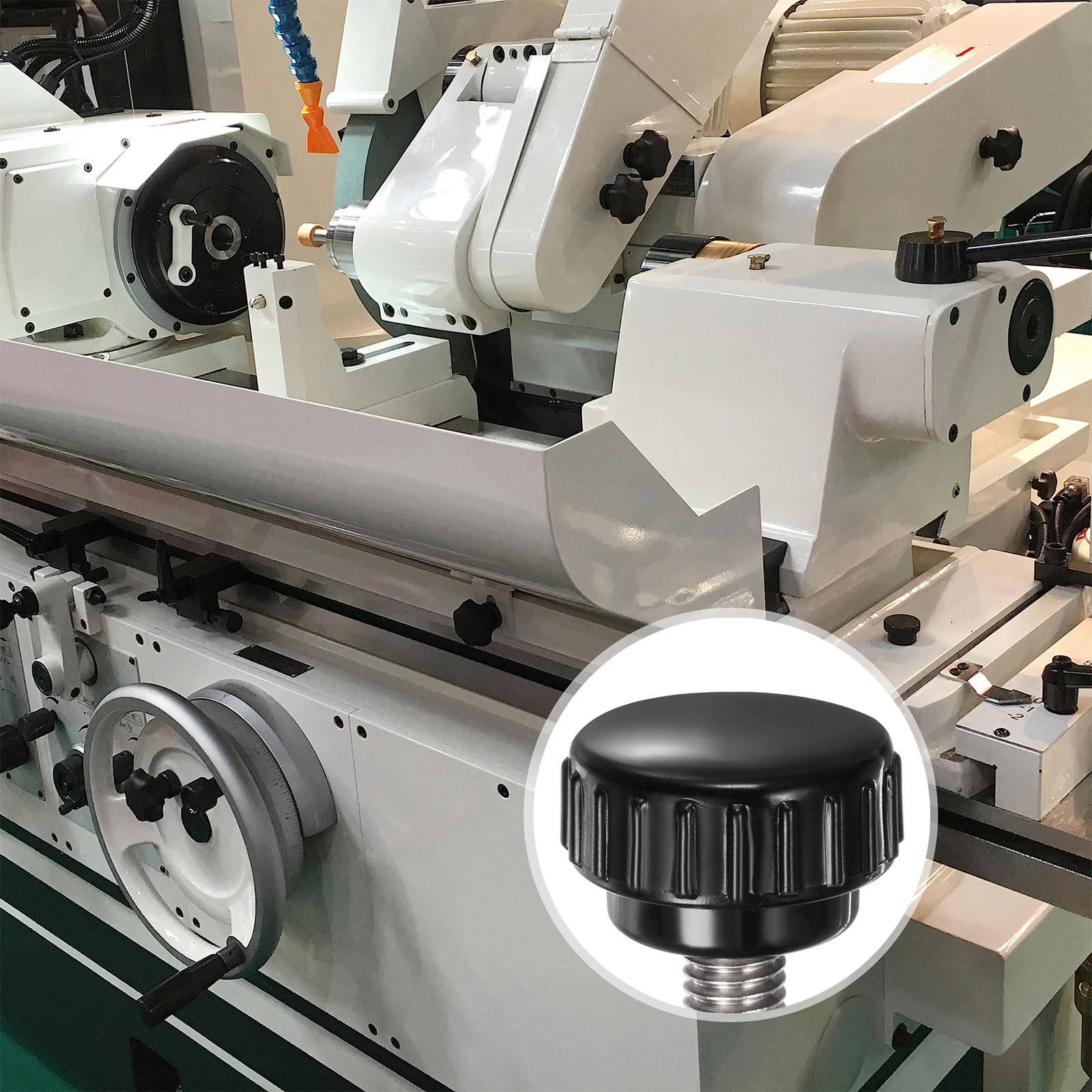 QUARKZMAN 4pz Manopole di Serraggio Zigrinate M8 x 35mm Metrico 304 Acciaio Inossidabile Filettatura Maschio Vite a Testa Zigrinata 25mm Testa Rotonda Plastica Filettata Bullone a Mano Nero
