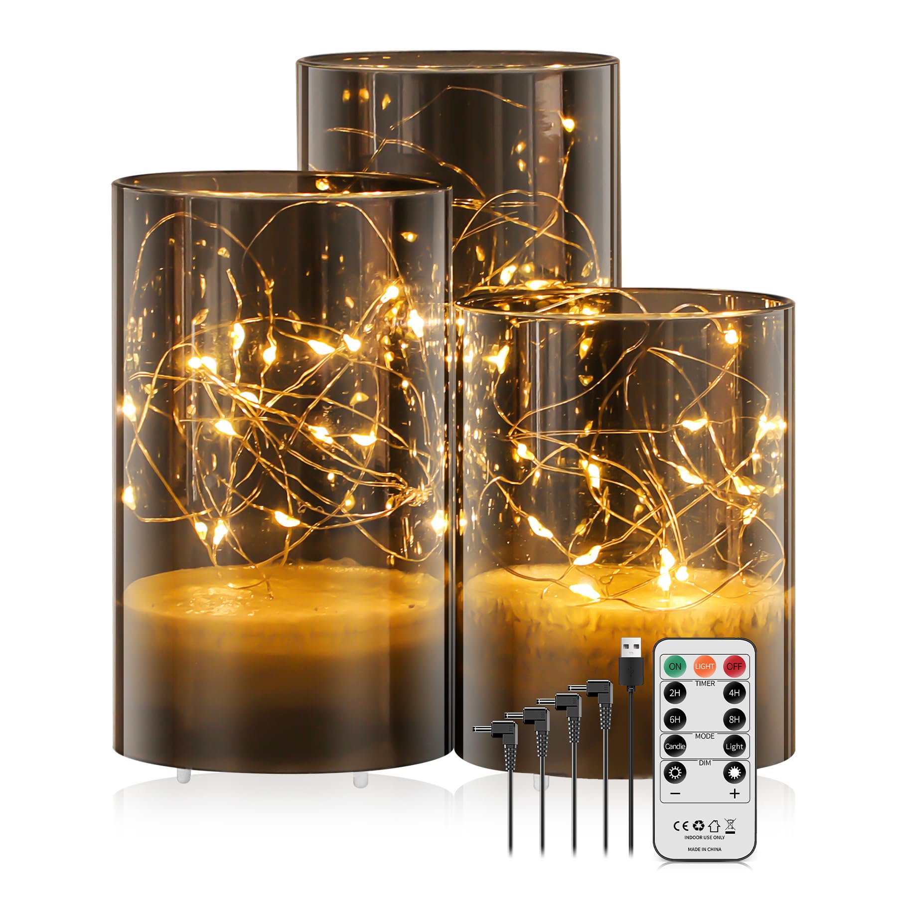 Forever Speed Set of 3 Rechargeable LED Candles 1000mAH Fairy Light with Remote Control LED Candle Decorative Flameless Candles for Party Home Decoration Weddings