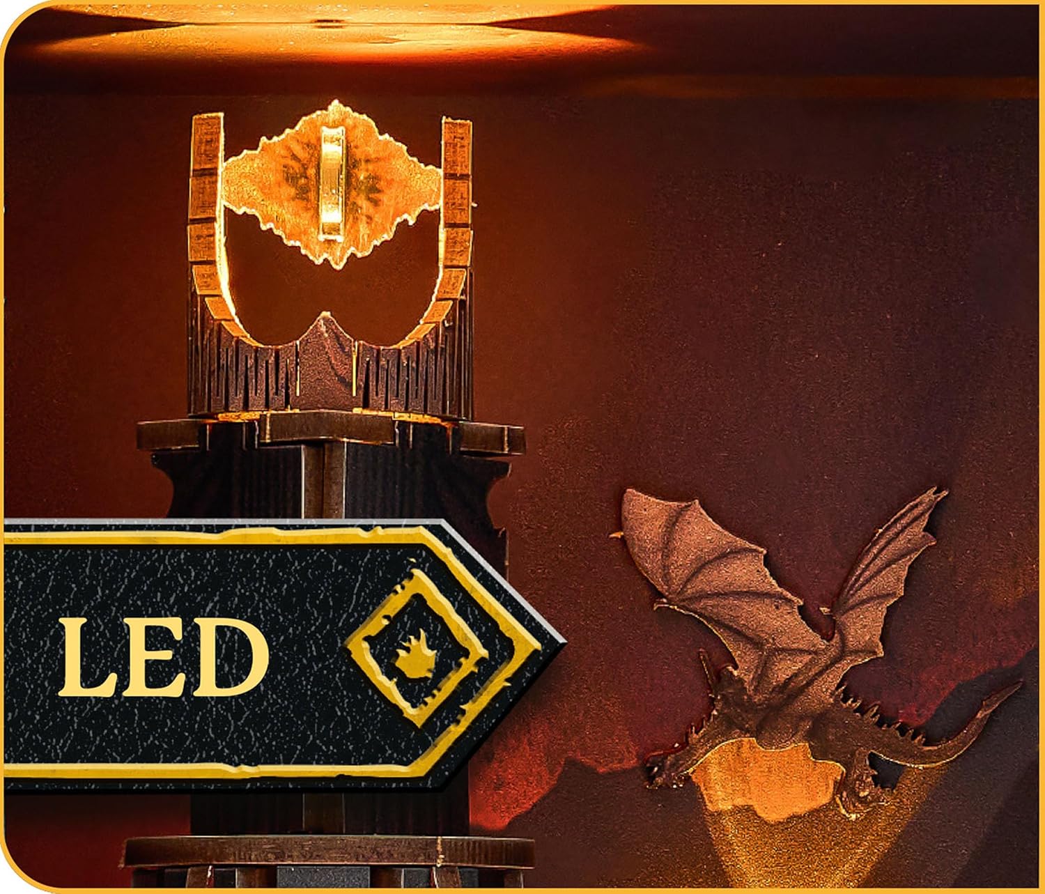 Revell Book Nook Kit The Lord of the Rings - Barad-Dûr Miniature DIY Kit 9" Booknook 3D Wooden Puzzle with LED Light Bookshelf Décor Gift for Adults Women Men