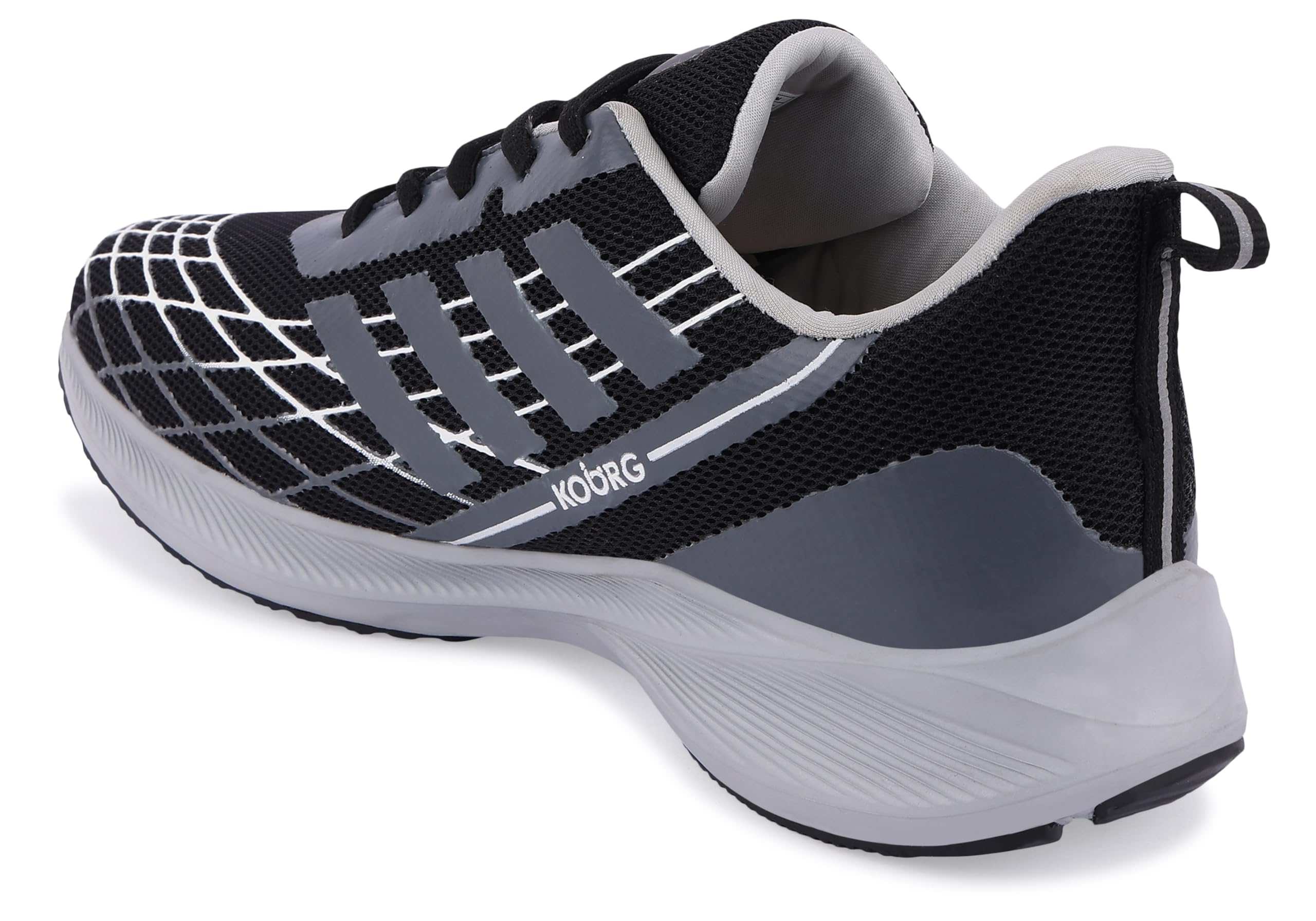 KOBURG Rhythm Sports Shoes for Men | Comfortable EVA Sole | Stylish Lace-Up Sports Black Grey 4