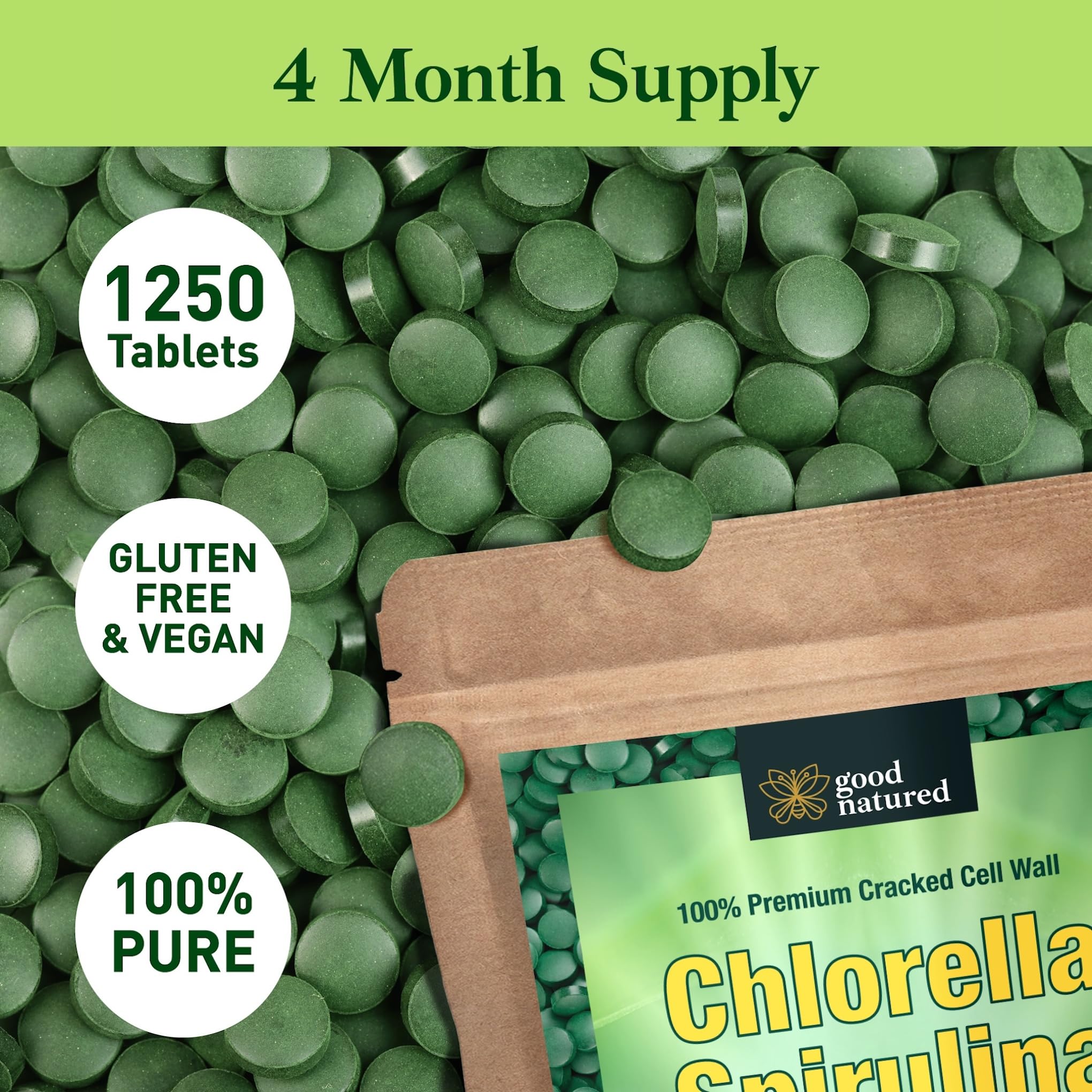 Spirulina Chlorella Tablets - Spirulina Capsules - Chlorella Tablets 1250 — Amazon image 4