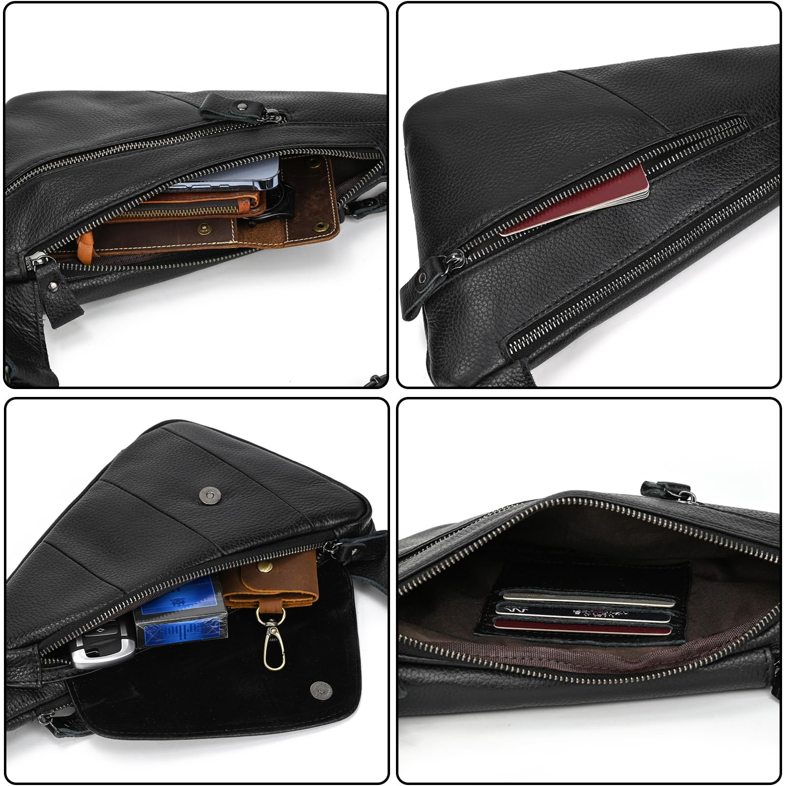 Borsello Uomo Tracolla Pelle Monospalla Antifurto Borsa a Tracolla a Triangolo Sling Bag business crossbody Casual Borsa a Spalla leggera per Viaggi Ciclismo