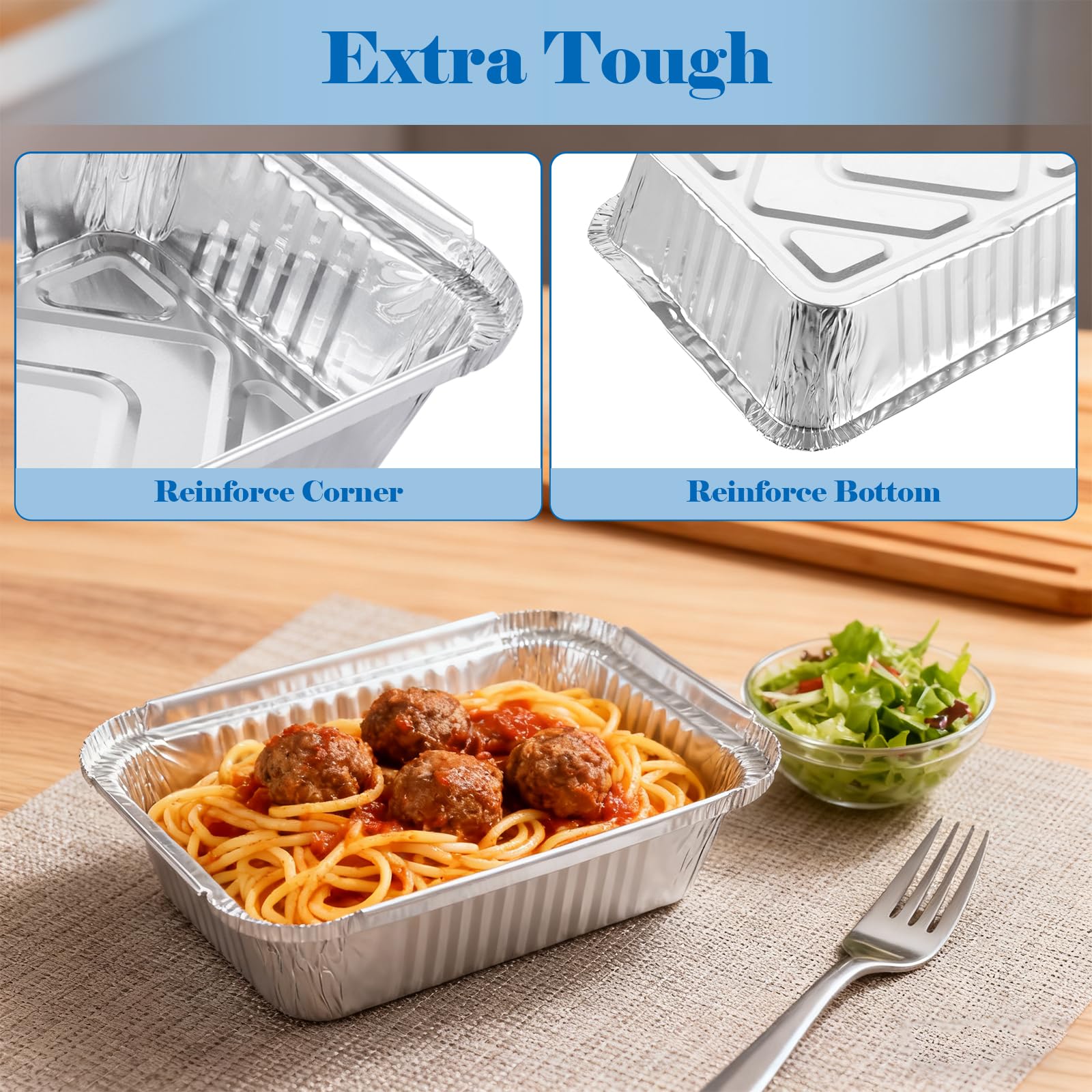 100 Stück Aluschalen mit Deckel 800ml, Aluschalen Grill Klein, 21x14x5 cm Alu Grillschalen, Grillschalen Aluminium Einweg für Backen, Braten, Kochen, Grillen, Aufbewahren von Lebensmitteln