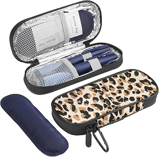 Gelozid Insulin Cooler Travel Case Diabetic Medication Insulated Cool Organizer with 2 Reusable Ice Packs for Insulin Pen and Other Diabetic Supplies, for The Daily Life and Trip, Leopard Print
