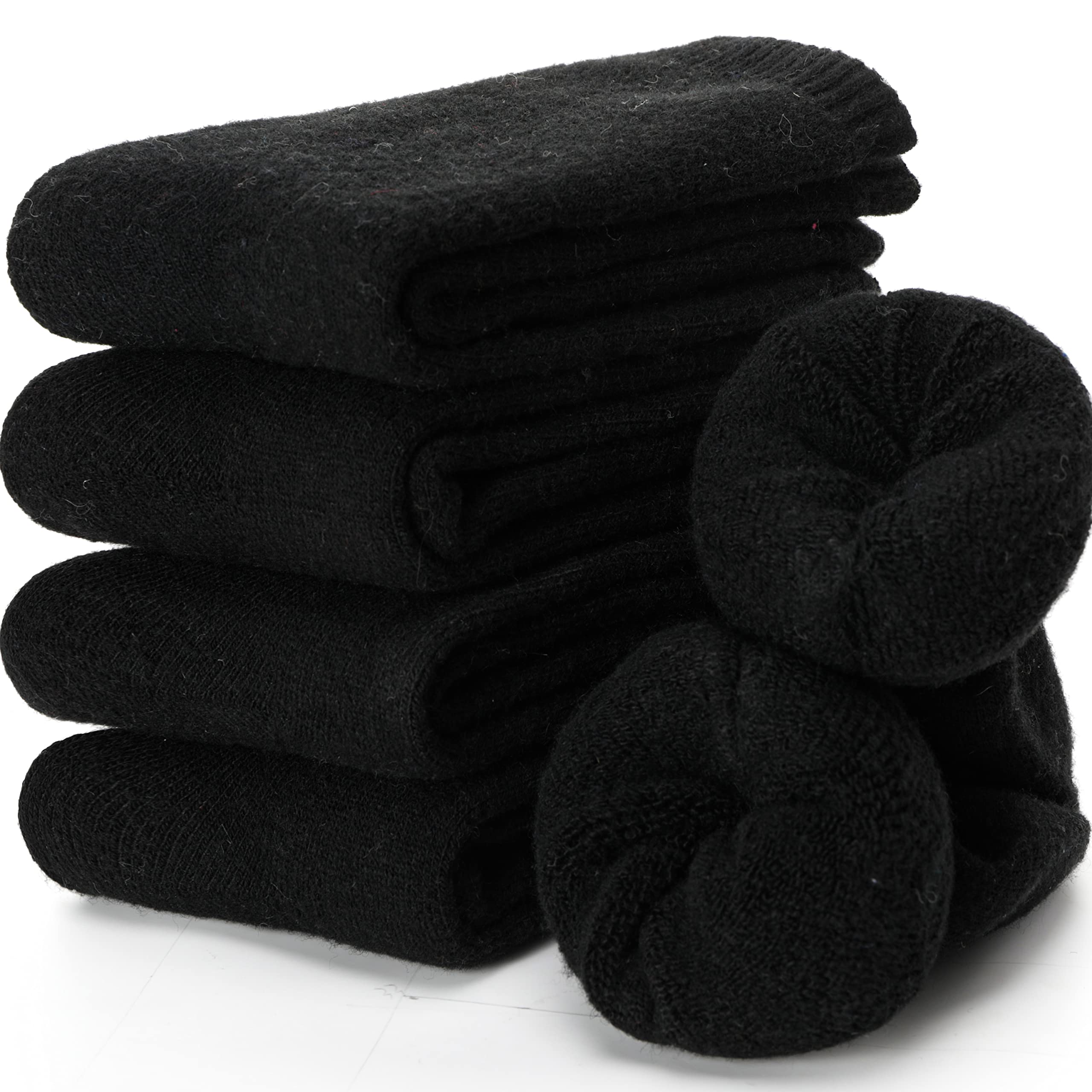 EBMORE Womens Merino Wool Thermal Socks Warm Winter Thick Walking Cosy Boot Crew Comfy Gift Work Hiking Socks for Ladies 5 Pairs(Black)