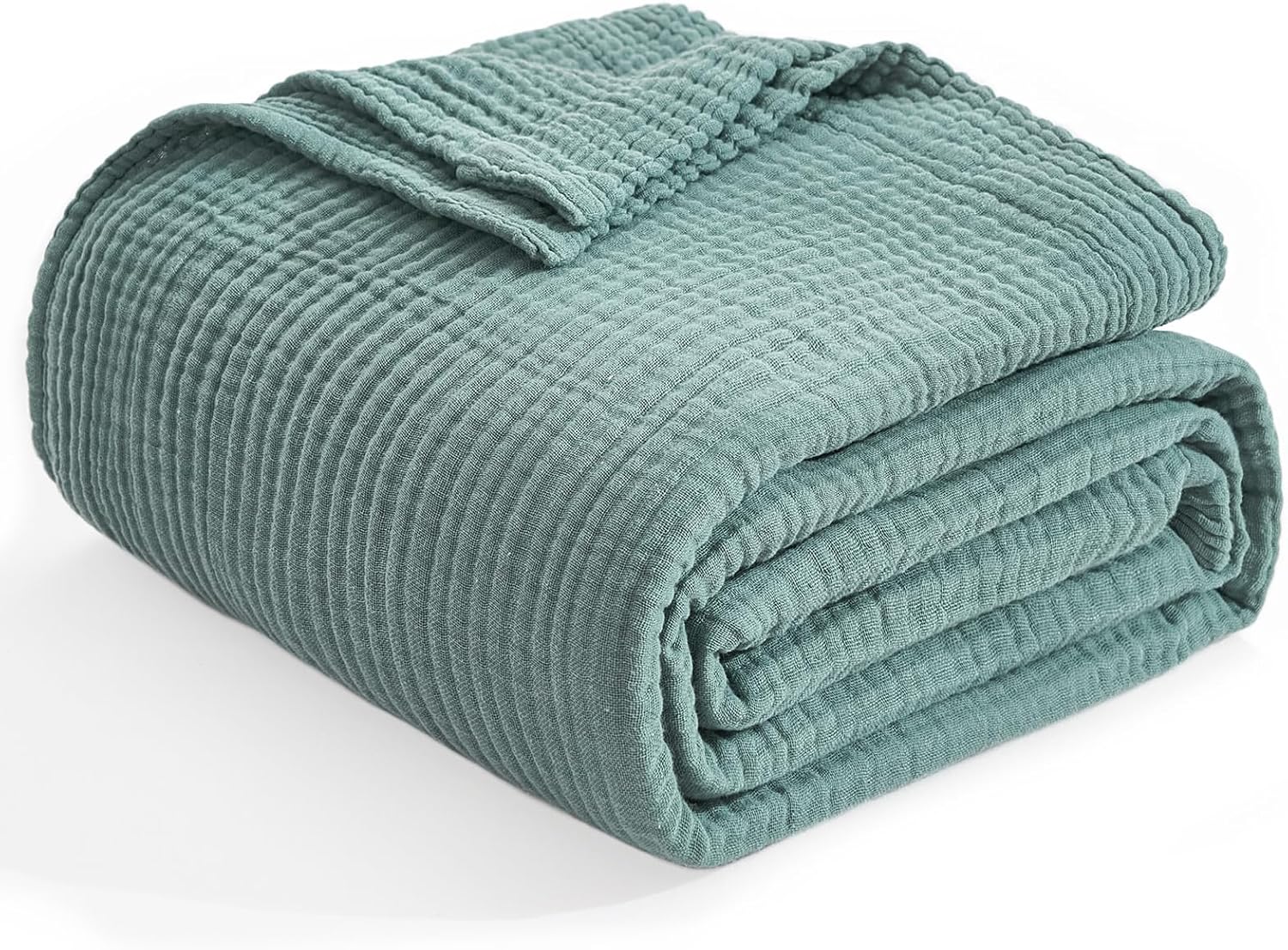 EMME Cotton Blanket Twin XL for Bed Soft Muslin Blankets 66"x90" Lightweight Breathable Layering Bedspread Coverlet All Season Gauze, Teal - Image 9