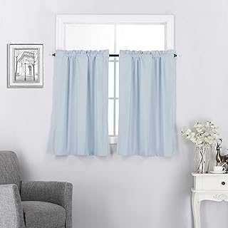 DiamondHome 2 Blackout Panels Small Window Tiers Treatment Curtain Insulated 30