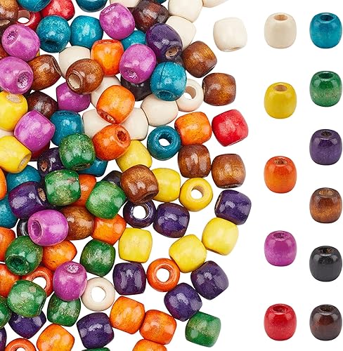 PH PandaHall Cuentas de madera coloridas, 220 cuentas de madera pintada de 11 colores, bolas redondas de 0.669 in, cuentas sueltas de macramé para