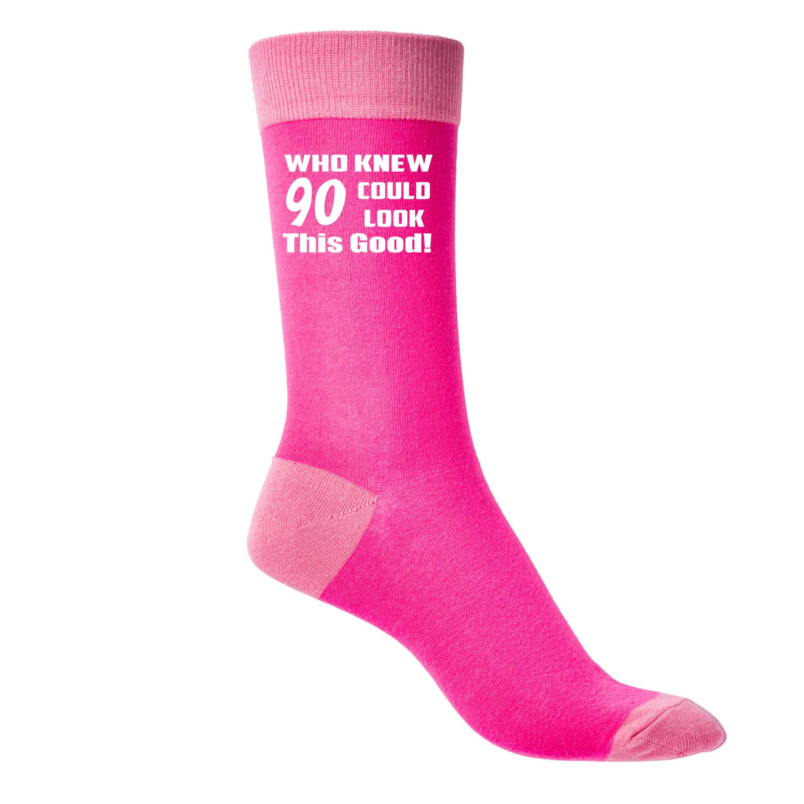 Print4u Women's Pink Who Knew 90 Funny Socks Novelty 90Th Birthday Gift