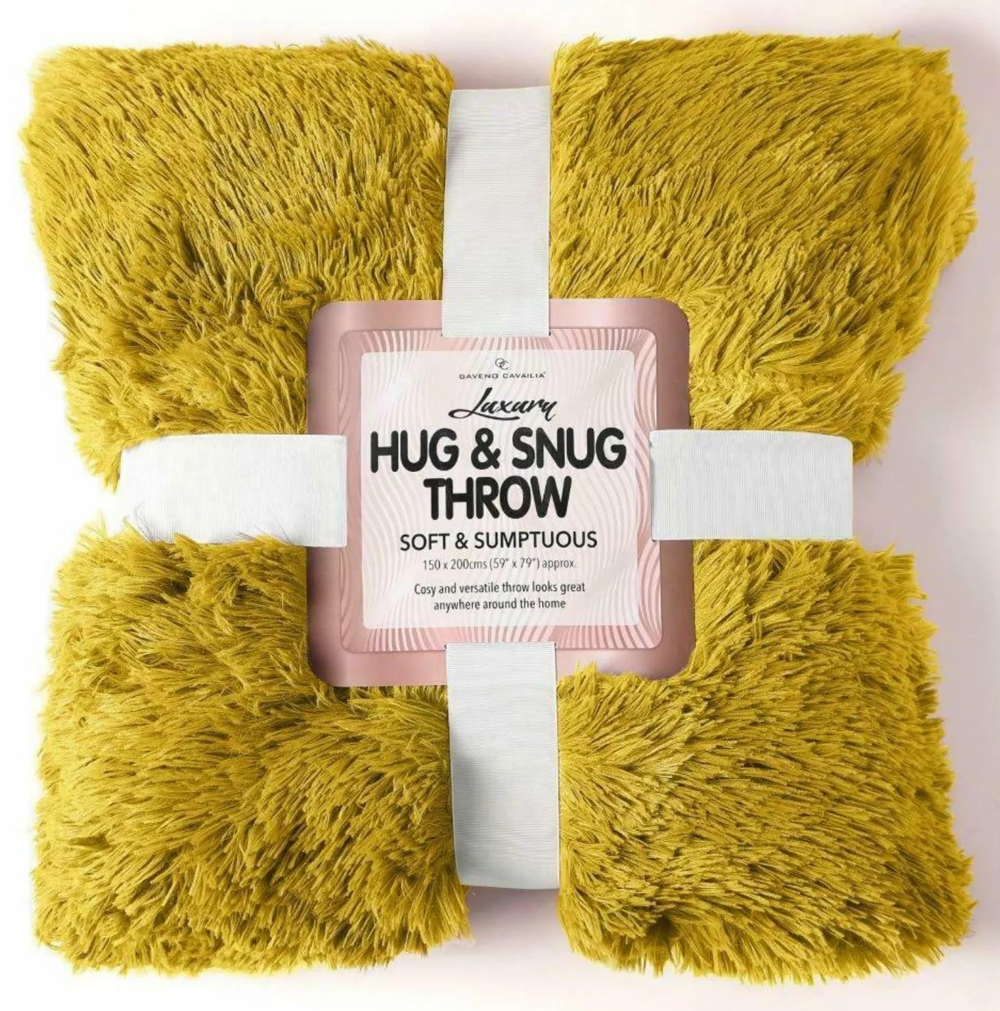 Hug & Snug Luxury Mink Throw – Soft Fluffy Fleece Blanket for Sofa & Bed, Warm Cozy Fur Throw, Double Size (Ochre)