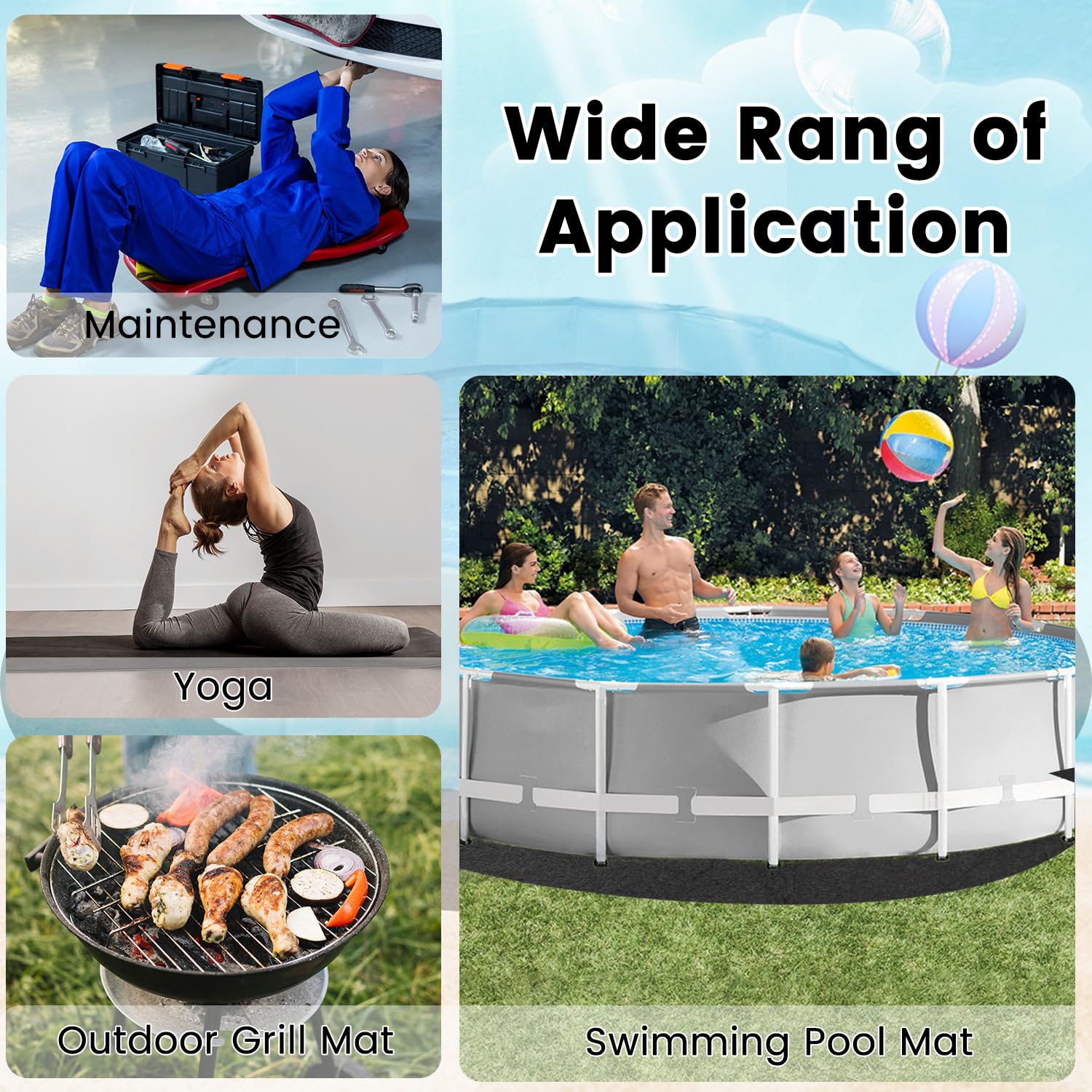 KEAGAN Bodenplane für Pools, 4m Runde Poolunterlage, Pool Unterlage, Swimmingpool Bodenschutzplane Bodenmatte, Poolmatte, Whirlpool Matte, Anti-Rutsch UV-Stabil Reißfest Pool-Bodenplane