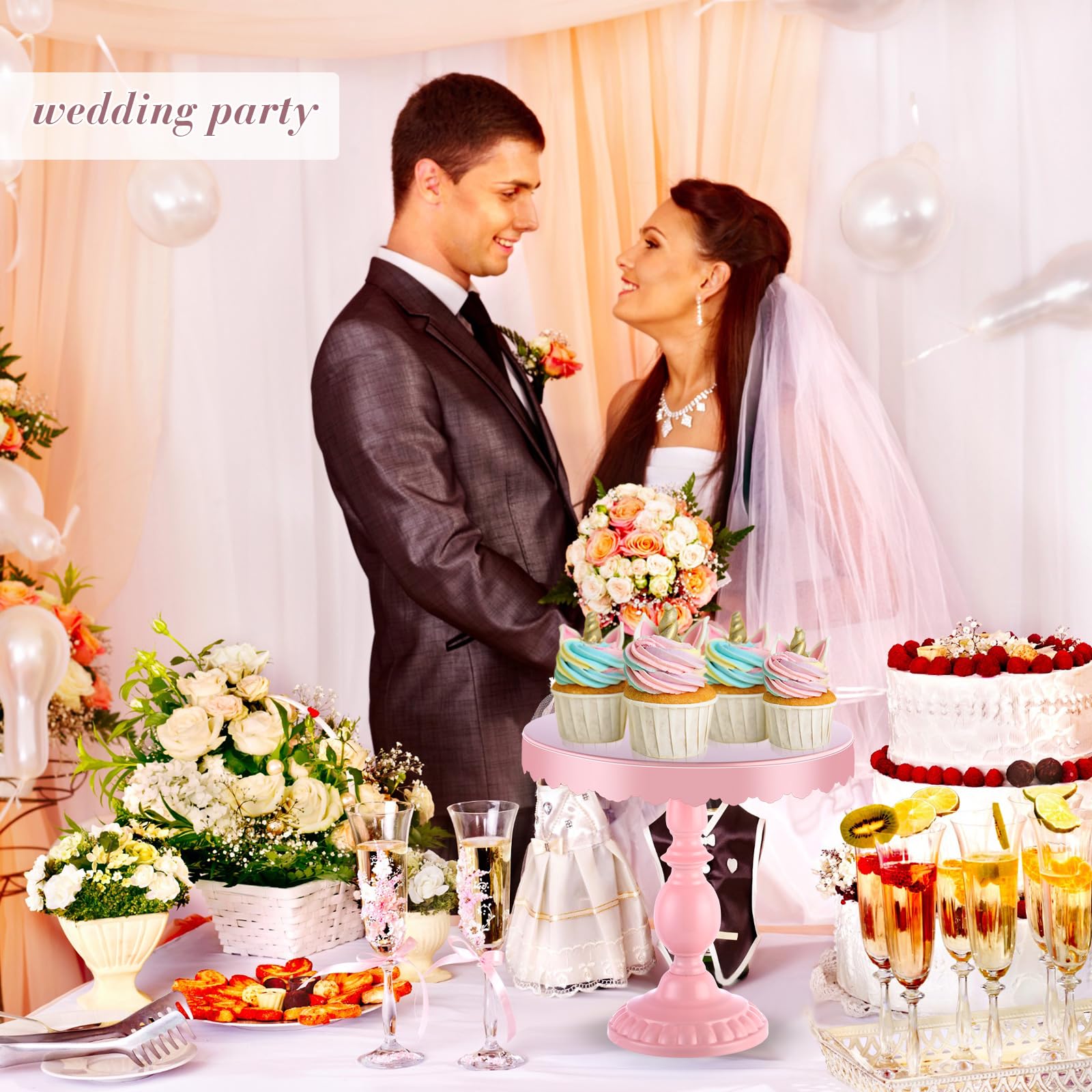 Amazon｜Dandat ピンクケーキスタンド ラウンドデザートスタンド6点