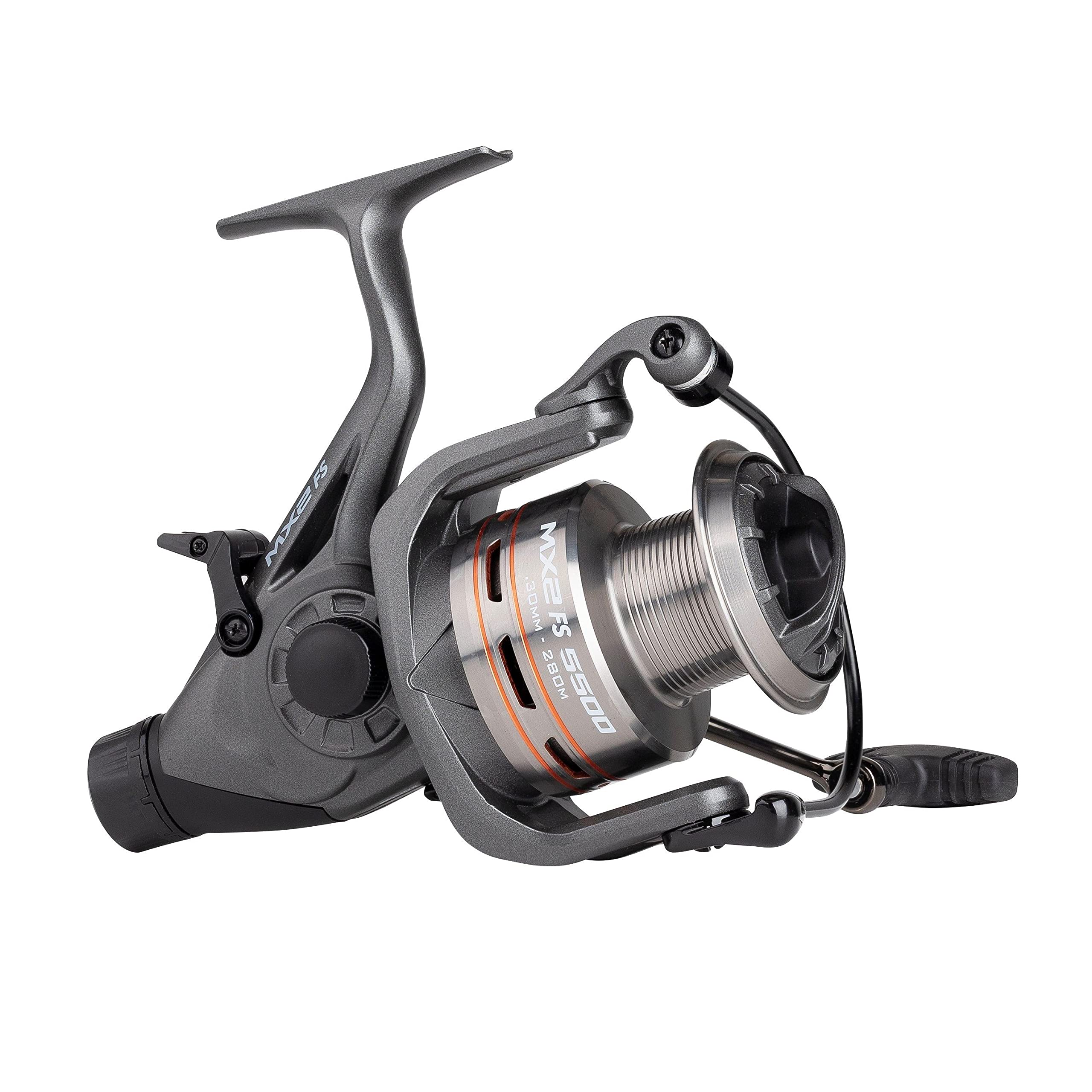 Mitchell MX2 Free Baitrunner Carrete de pesca de carpa, carrete y mango de metal, bolas de acero inoxidable 3+1, carrete de repuesto, gris