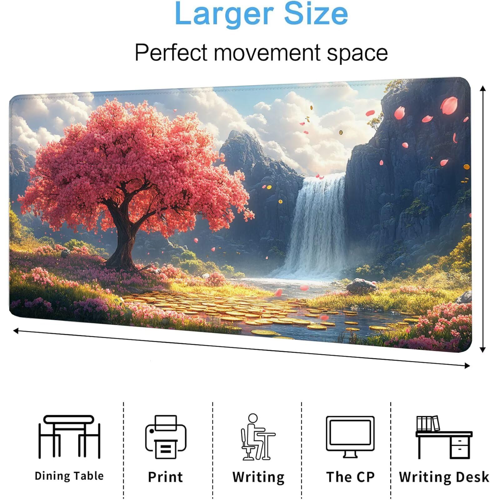 Leśna podkładka pod mysz XXL Jesień 1600 x 800 x 4 mm Podkładka pod mysz do gier, duża wodoodporna antypoślizgowa mata na biurko, podkładka pod mysz szyte krawędzie dla graczy, komputer, rozszerzona