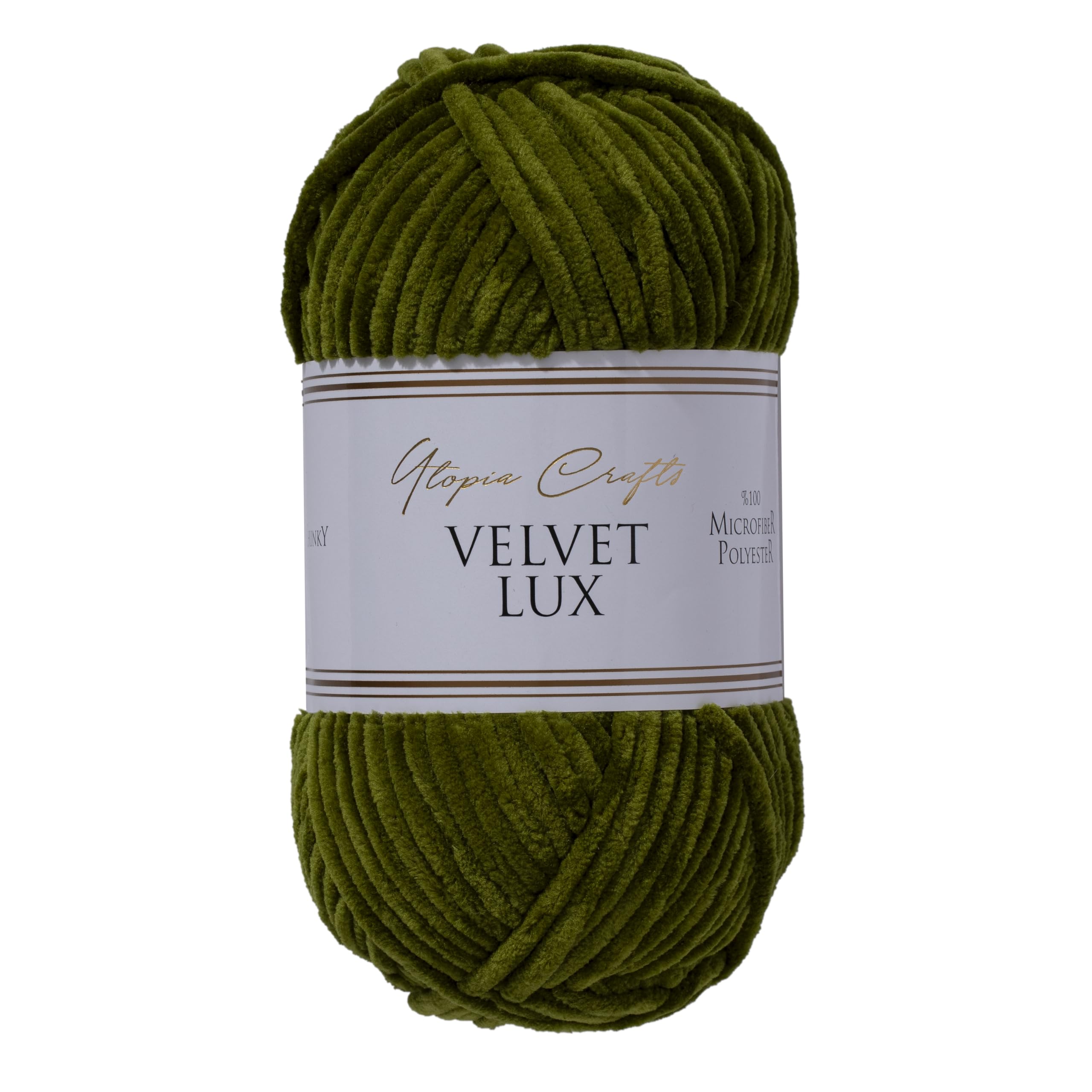 Velvet Lux Chenille Super Soft Chunky Yarn for Knitting and Crochet 100g (1, Dark Olive)