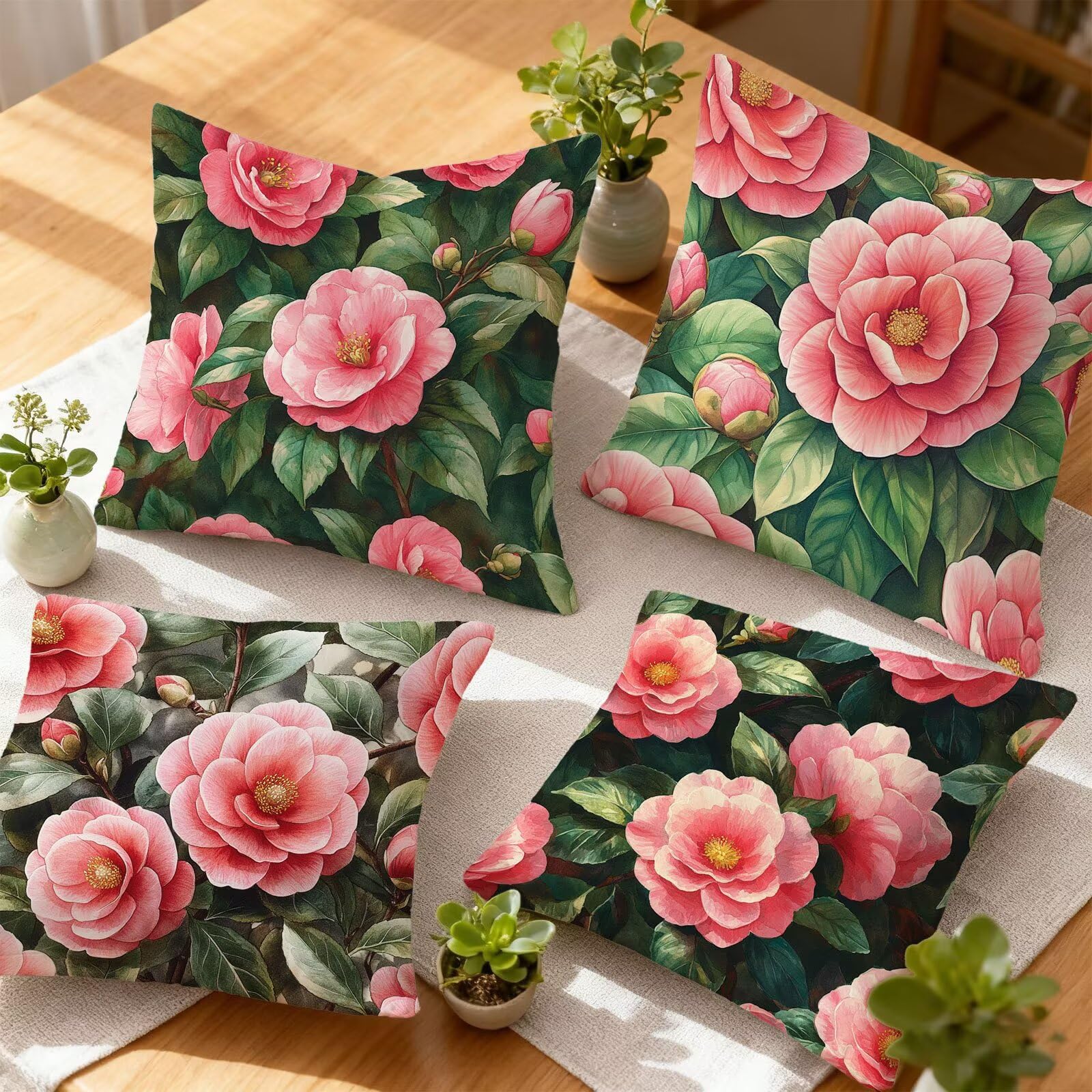 Verde Federe Cuscini Divan 60x60 Rosa Federe Cuscino Letto Super Morbido Copricuscino Letto Set di 4 Cuscini Divano Decorazioni Autunnali Copricuscini Arredamento Casa Sedia Soggiorno Giardino E - 905