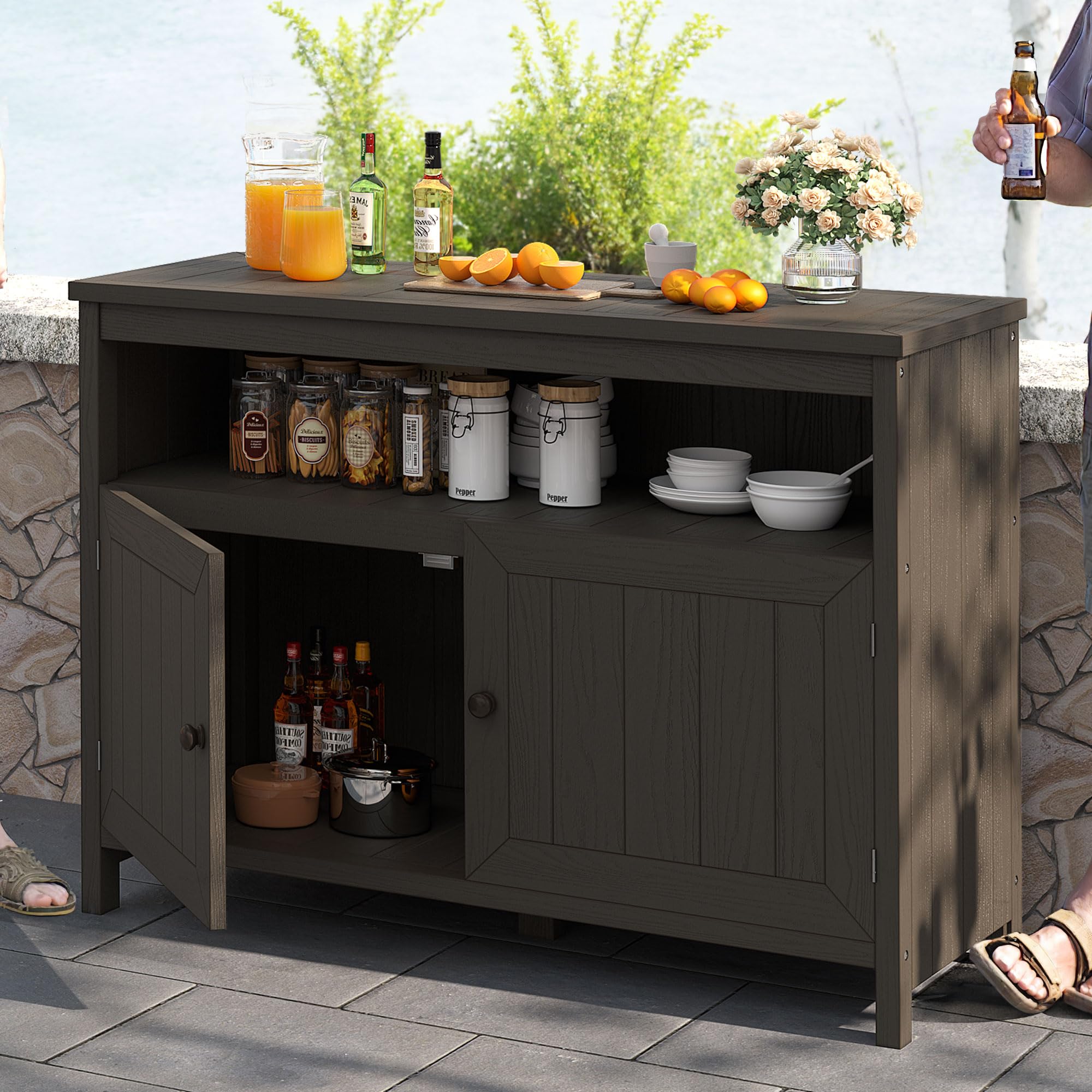 Snapklik.com : DWVO Poly Lumber Outdoor Sideboard, Patio Bar Table