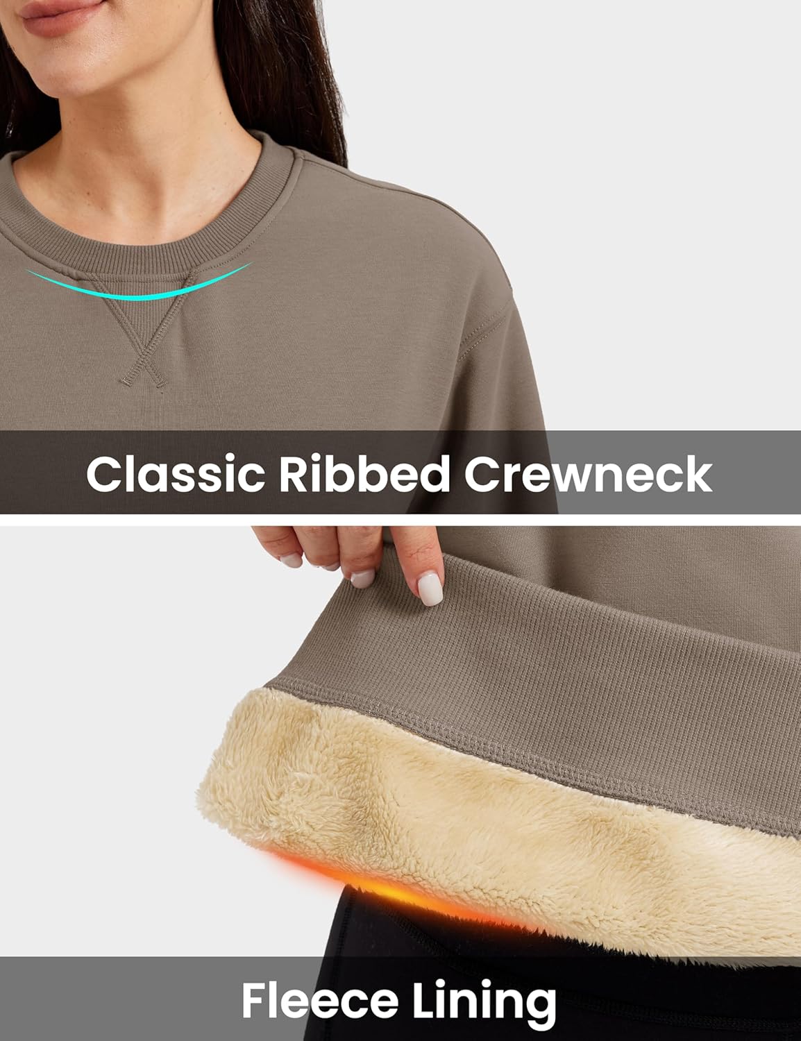 MAGCOMSEN Sweatshirt for Women Fleece Lined Crewneck Loose Fit Winter Warm Trendy Sweaters Long Sleeve Tops - Image 4