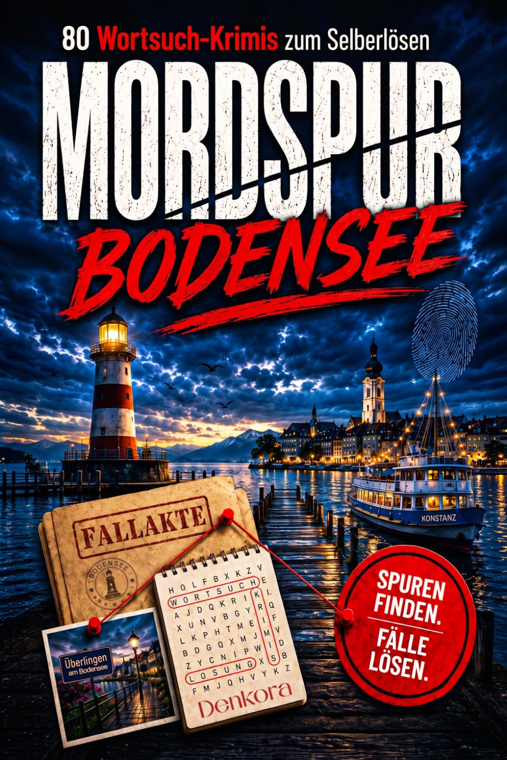 Mordspur Bodensee: 80 Krimi-Wortsuchrätsel zum Selberlösen – Rätselbuch für Erwachsene und Krimi-Fans (Wortsuch-Krimis)