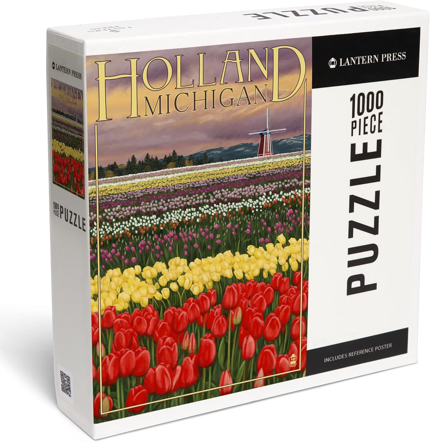 Lantern Press Holland, Michigan, Tulip Fields 1000 Piece Jigsaw Puzzle for Adults, Made in USA with Reference Poster