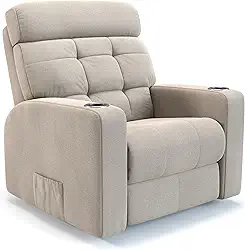 Poltrona do Papai Reclinável Elétrica em Linho com Massageador - Modelo Nina Damie (Bege)