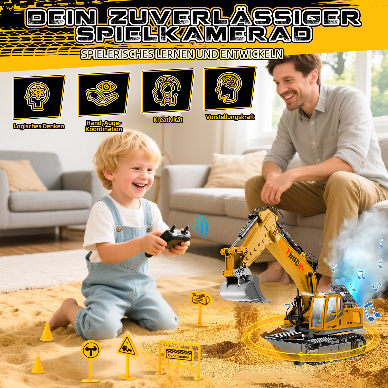 Ferngesteuerte Bagger 17CH RC Bagger 2,4Ghz Excavator-680° Drehung