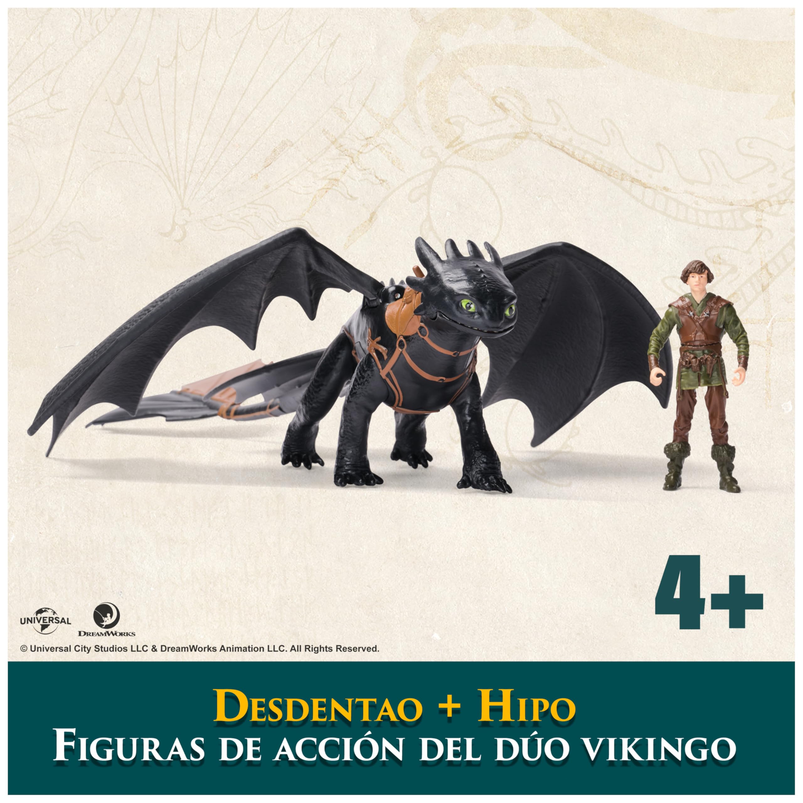 Dreamworks Dragons - Pack Figura Dragón y Vikingo: Desdentao y Hipo de Cómo Entrenar a Tu Dragón - Figuras de Acción Articuladas - 6074007 - Juguetes Niños 4 Años + - Regalo Niño 4 Años +