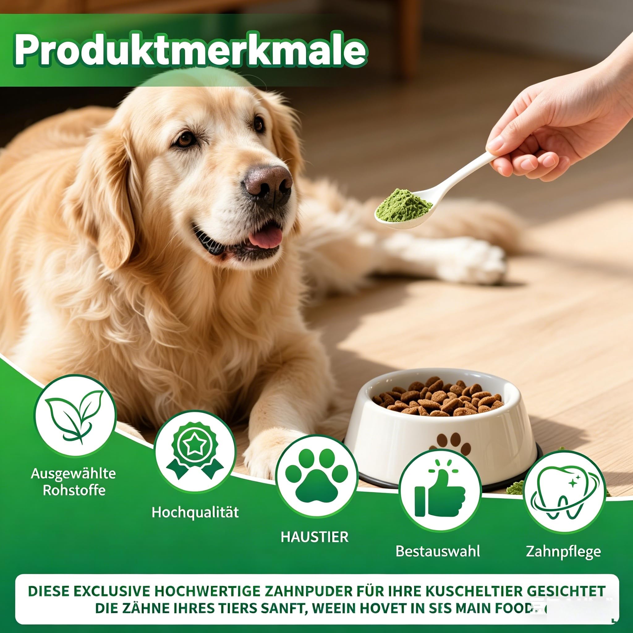 Mydelia - Hundezahn-Pulver Hundezahnpulver – Natürliche, effektive Formel für frischen Atem, sanfte Zahnpflege, tragbares Pulver, sicherer Mix, Hundepflegezubehör
